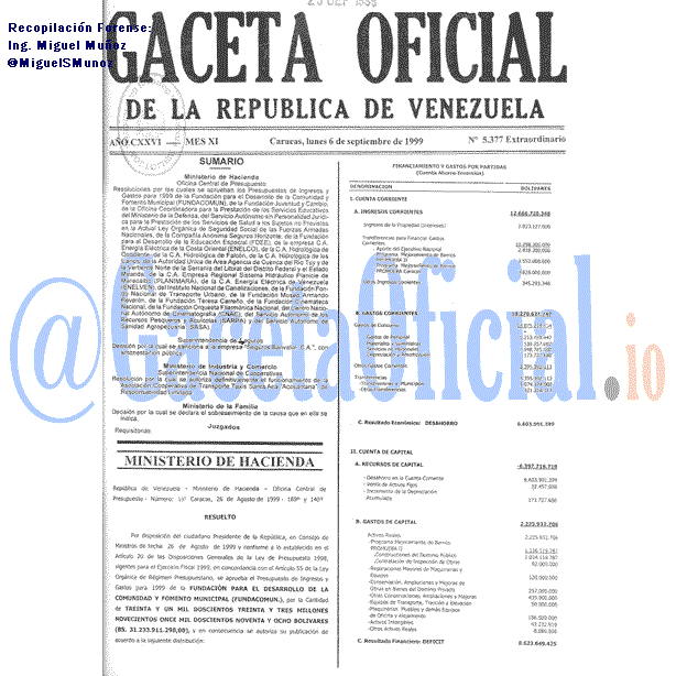 Gaceta Oficial 5377 del 6 Septiembre 1999
