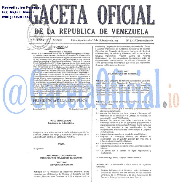 Gaceta Oficial 5415 del 22 Diciembre 1999
