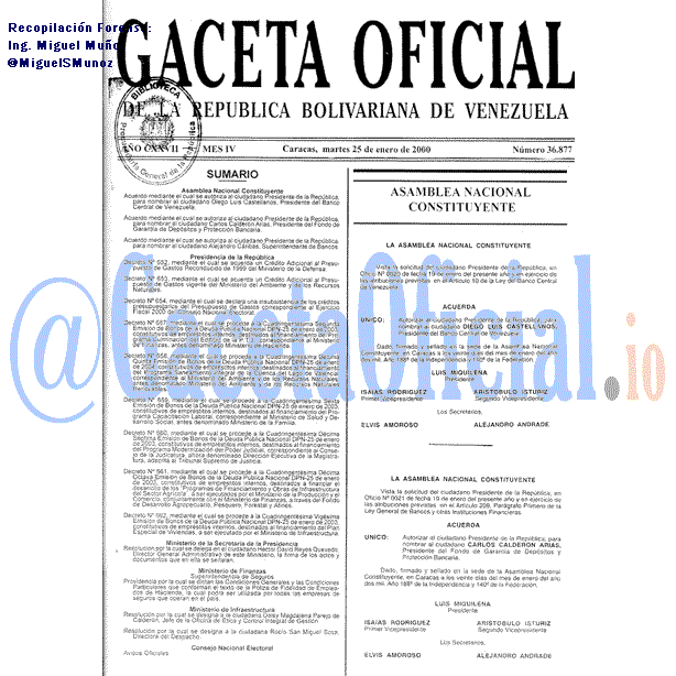 Gaceta Oficial 36877 del 25 Enero 2000