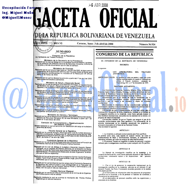 Gaceta Oficial 36924 del 3 Abril 2000
