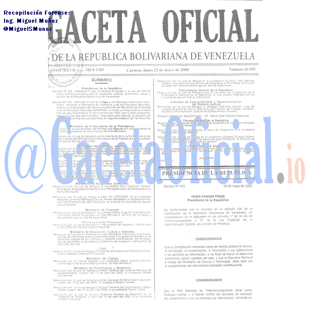 Gaceta Oficial 36955 del 22 Mayo 2000