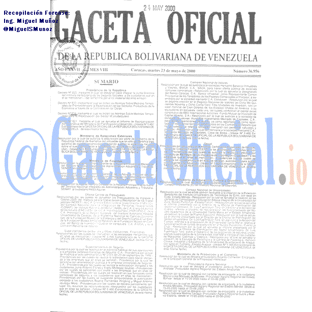 Gaceta Oficial 36956 del 23 Mayo 2000