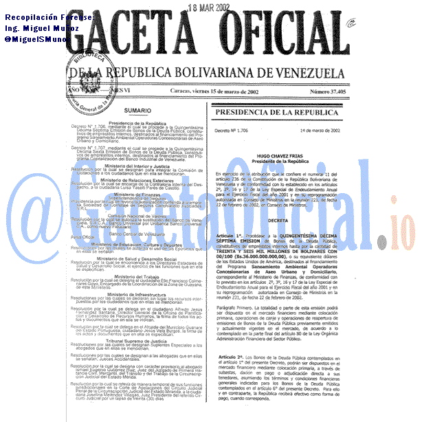 Gaceta Oficial 37405 del 15 Marzo 2002