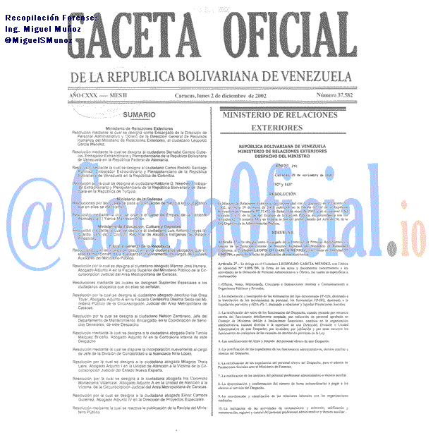 Gaceta Oficial 37582 del 2 Diciembre 2002