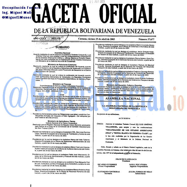 Gaceta Oficial 37677 del 25 Abril 2003