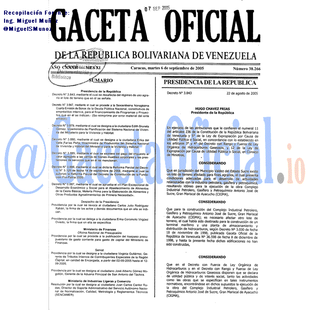 Gaceta Oficial 38266 del 6 Septiembre 2005