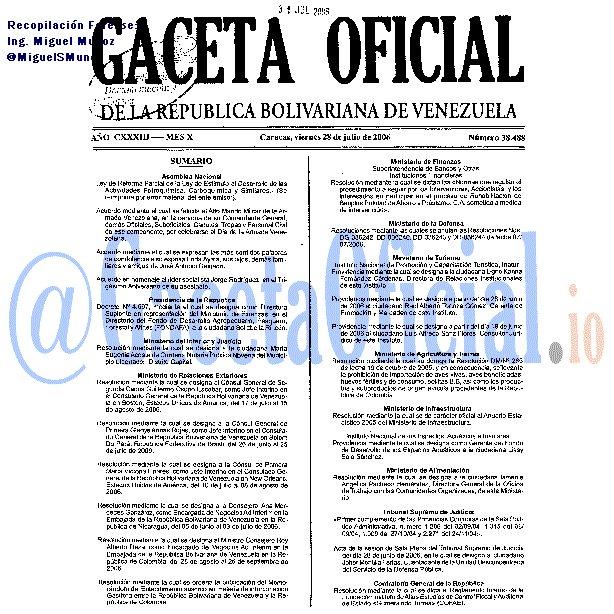 Gaceta Oficial 38488 del 28 Julio 2006