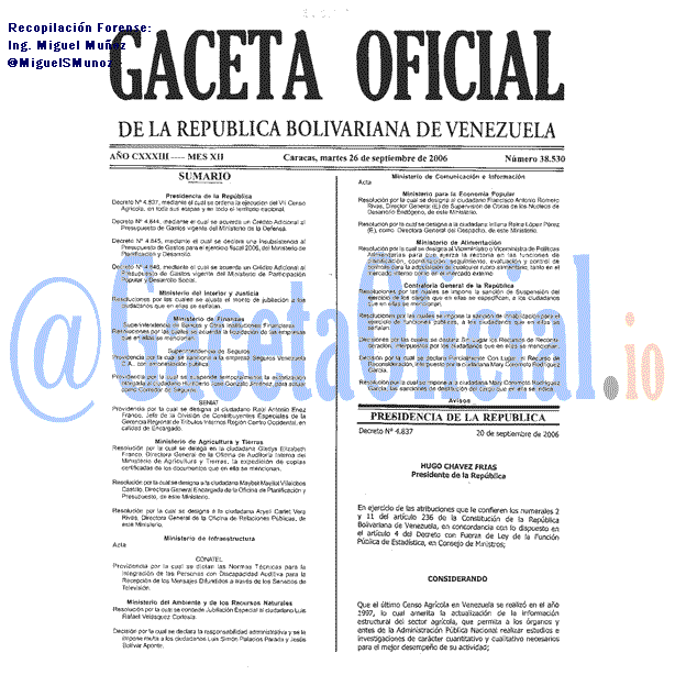 Gaceta Oficial 38530 del 26 Septiembre 2006