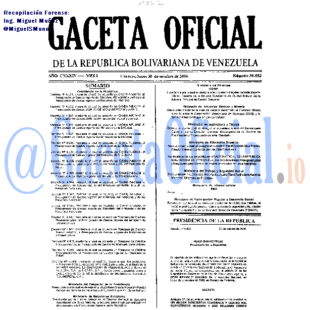Gaceta Oficial 38552 del 30 Octubre 2006