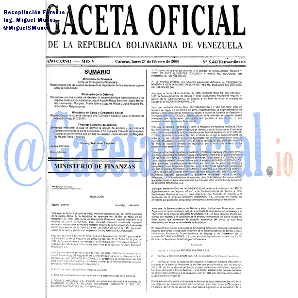Gaceta Oficial 5442 del 21 Febrero 2000