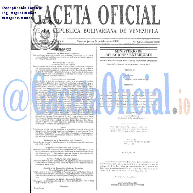 Gaceta Oficial 5443 del 24 Febrero 2000