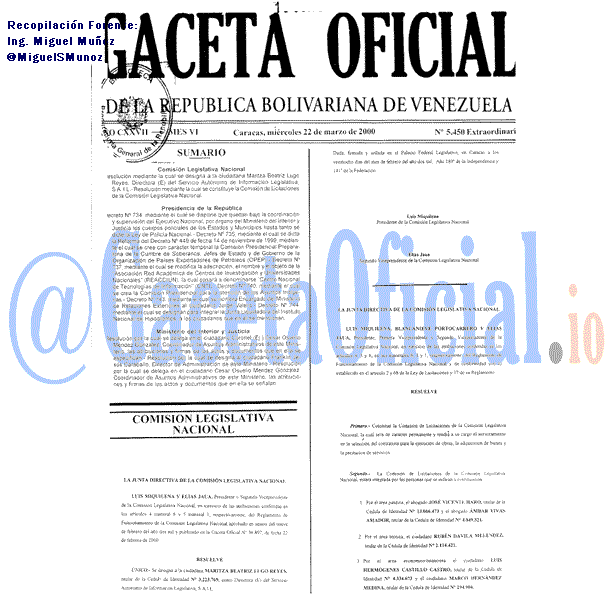 Gaceta Oficial 5450 del 22 Marzo 2000