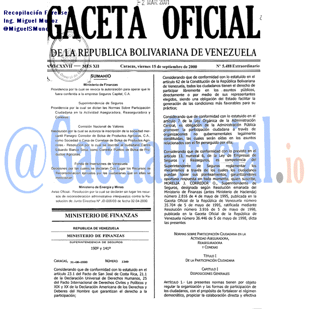 Gaceta Oficial 5488 del 15 Septiembre 2000