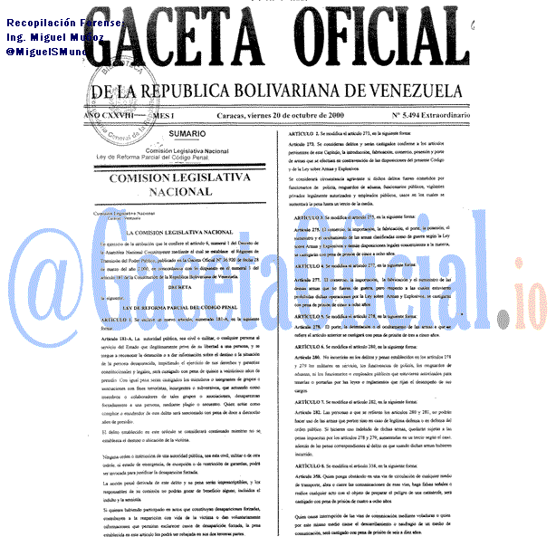 Gaceta Oficial 5494 del 20 Octubre 2000