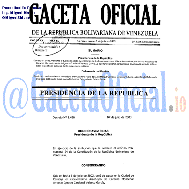 Gaceta Oficial 5646 del 8 Julio 2003
