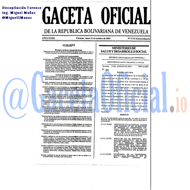 Gaceta Oficial 5732 del 11 Octubre 2004