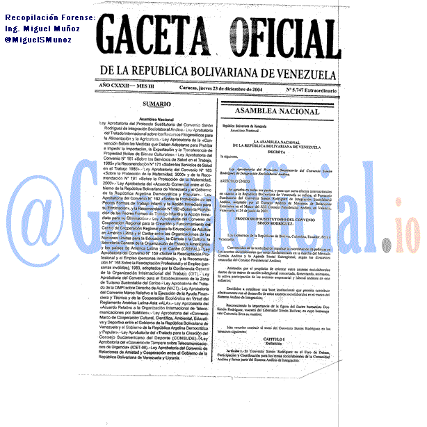 Gaceta Oficial 5747 del 23 Diciembre 2004