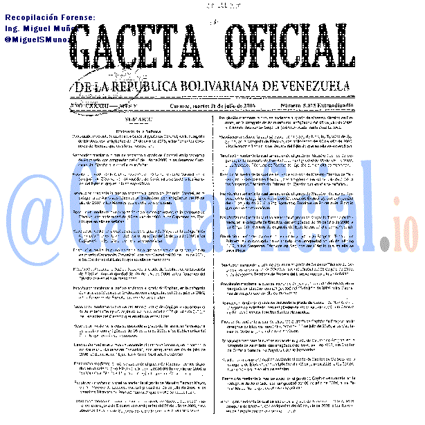 Gaceta Oficial 5815 del 11 Julio 2006