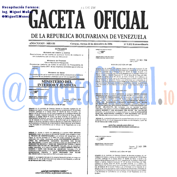 Gaceta Oficial 5832 del 22 Diciembre 2006