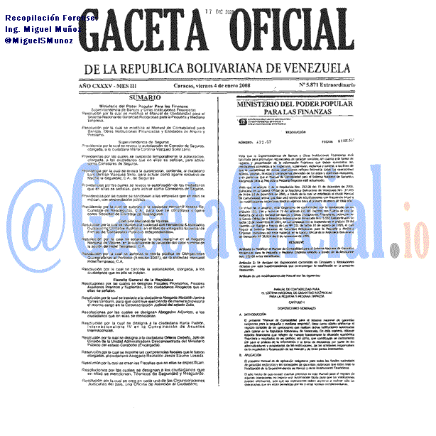 Gaceta Oficial 5871 del 4 Enero 2008