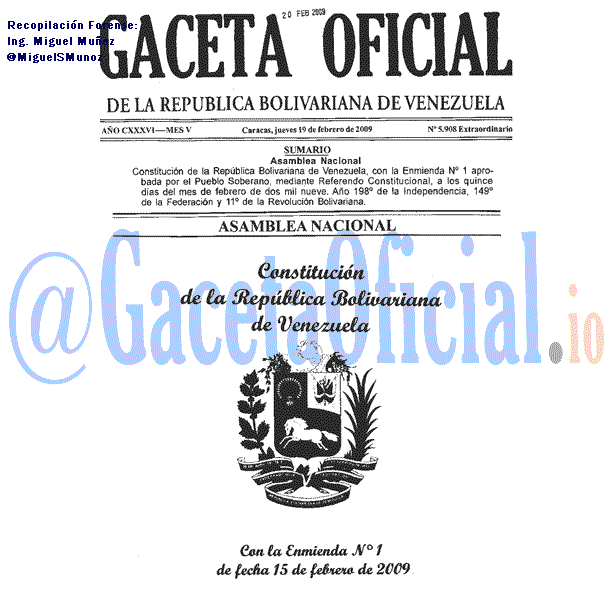 Gaceta Oficial 5908 del 19 Febrero 2009