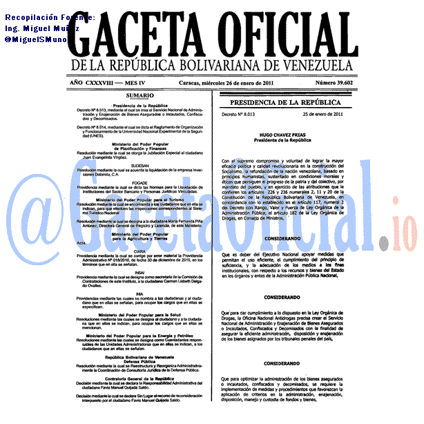 Gaceta Oficial 39602 del 26 Enero 2011