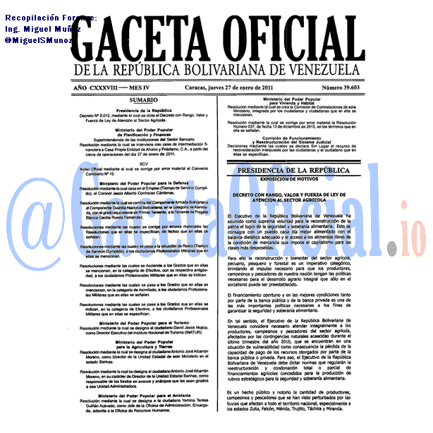 Gaceta Oficial 39603 del 27 Enero 2011