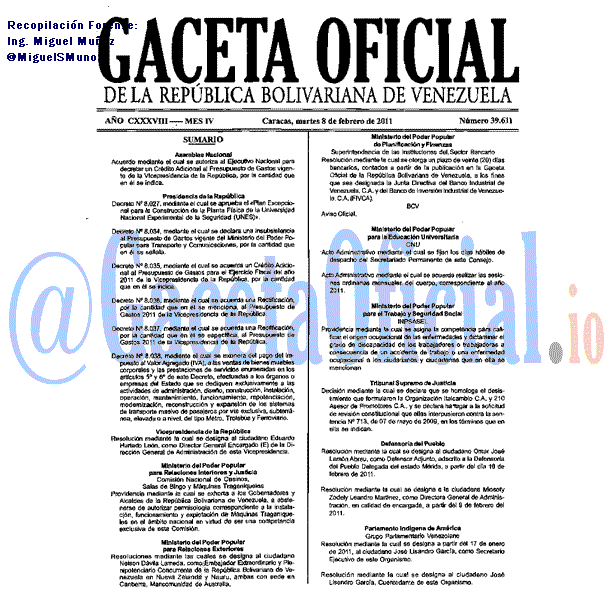 Gaceta Oficial 39611 del 8 Febrero 2011