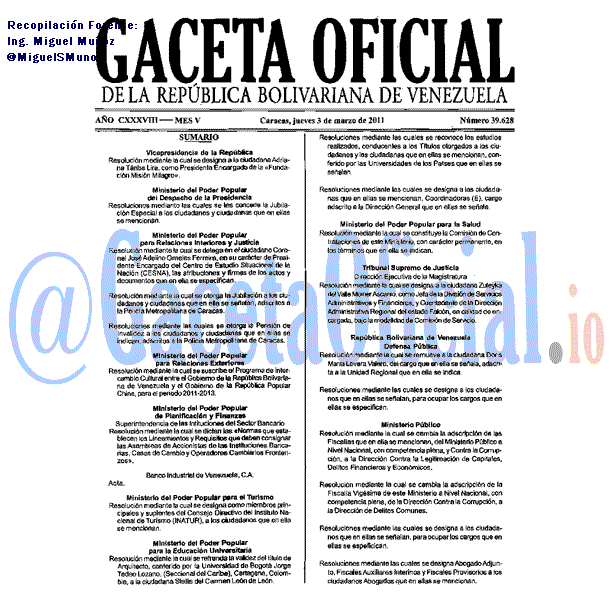 Gaceta Oficial 39628 del 3 Marzo 2011