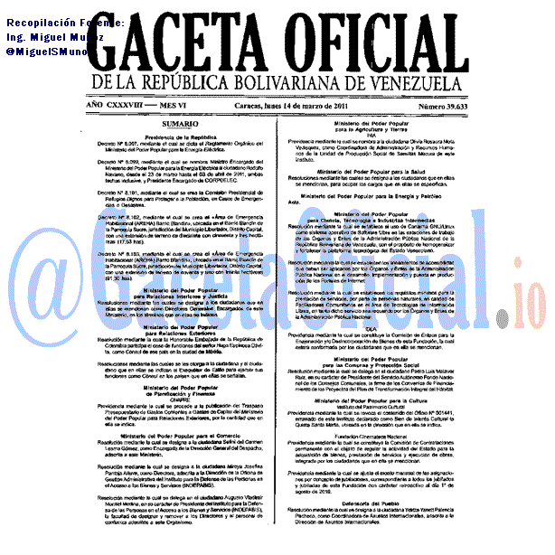 Gaceta Oficial 39633 del 14 Marzo 2011