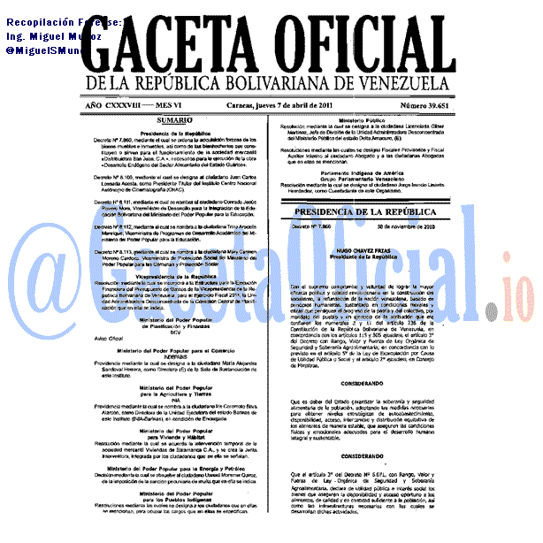 Gaceta Oficial 39651 del 7 Abril 2011