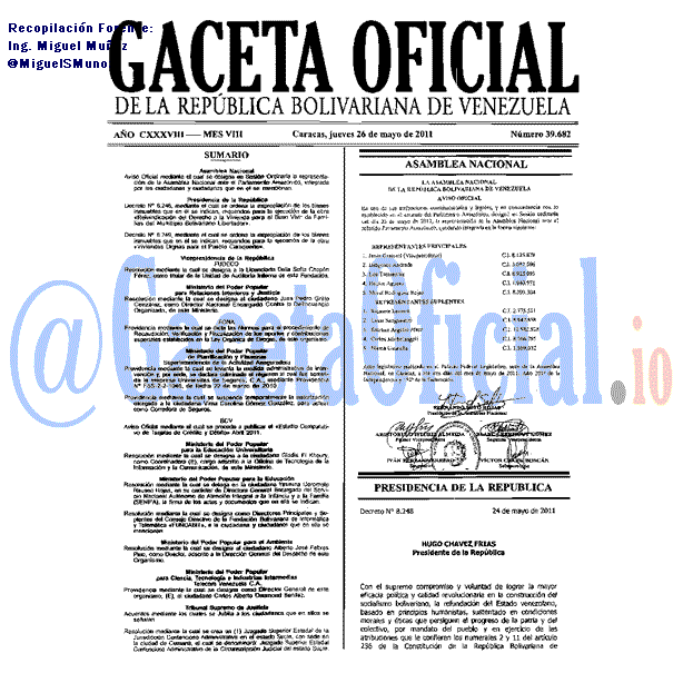 Gaceta Oficial 39682 del 26 Mayo 2011
