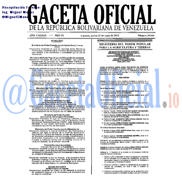 Gaceta Oficial 39949 del 21 Junio 2012