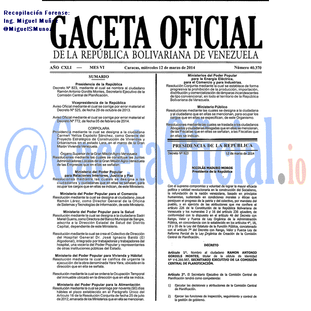 Gaceta Oficial 40370 del 12 Marzo 2014