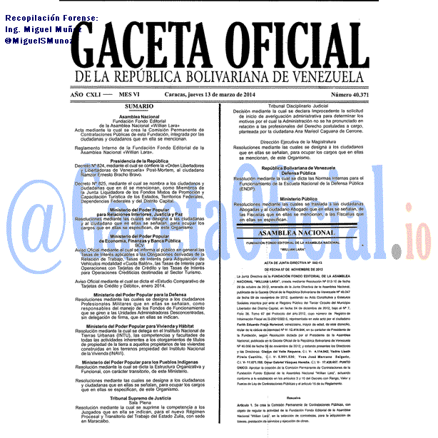 Gaceta Oficial 40371 del 13 Marzo 2014 