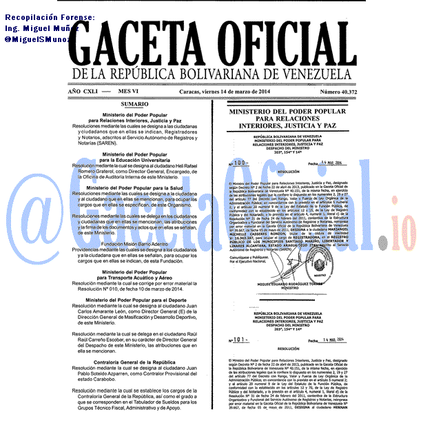 Gaceta Oficial 40372 del 14 Marzo 2014 