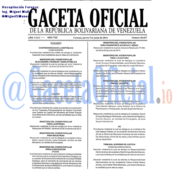 Gaceta Oficial 40427 del 5 Junio 2014