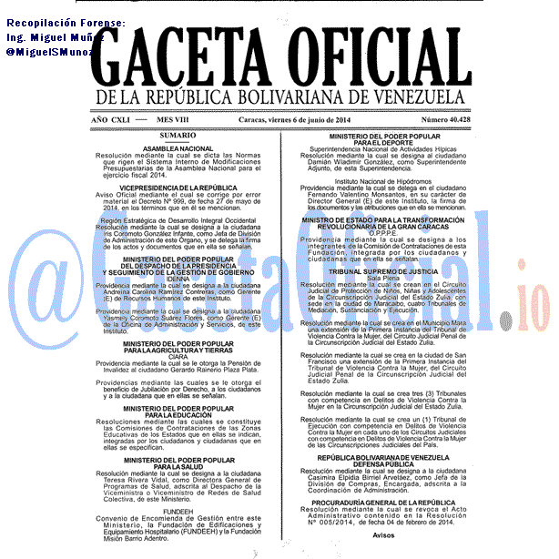 Gaceta Oficial 40428 del 6 Junio 2014