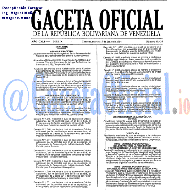 Gaceta Oficial 40435 del 17 Junio 2014