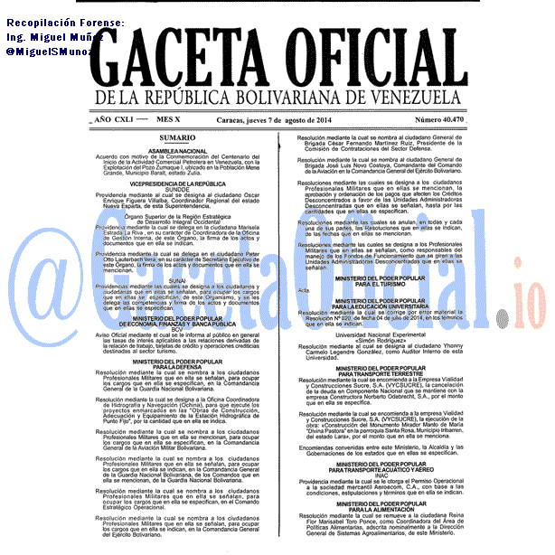 Gaceta Oficial 40470 del 7 Agosto 2014