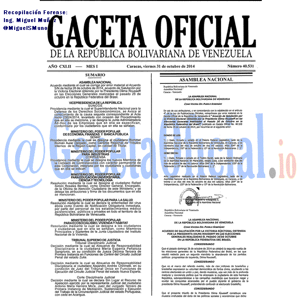 Gaceta Oficial 40531 del 31 Octubre 2014