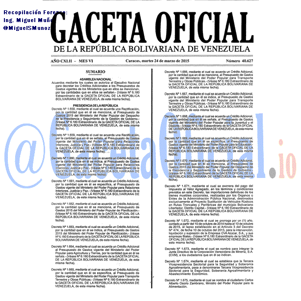 Gaceta Oficial 40627 del 24 marzo 2015
