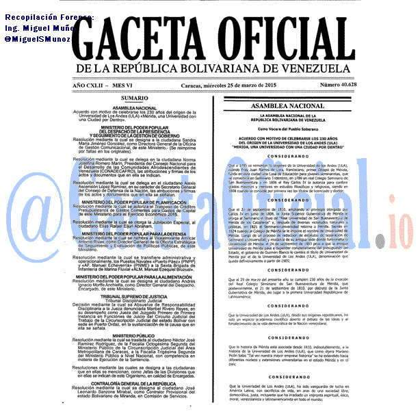 Gaceta Oficial 40628 del 25 marzo 2015