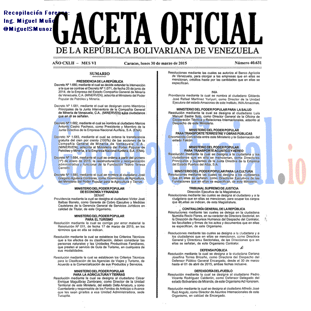Gaceta Oficial 40631 del 30 marzo 2015