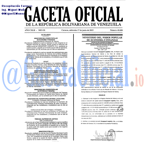 Gaceta Oficial 40684 del 17 junio 2015