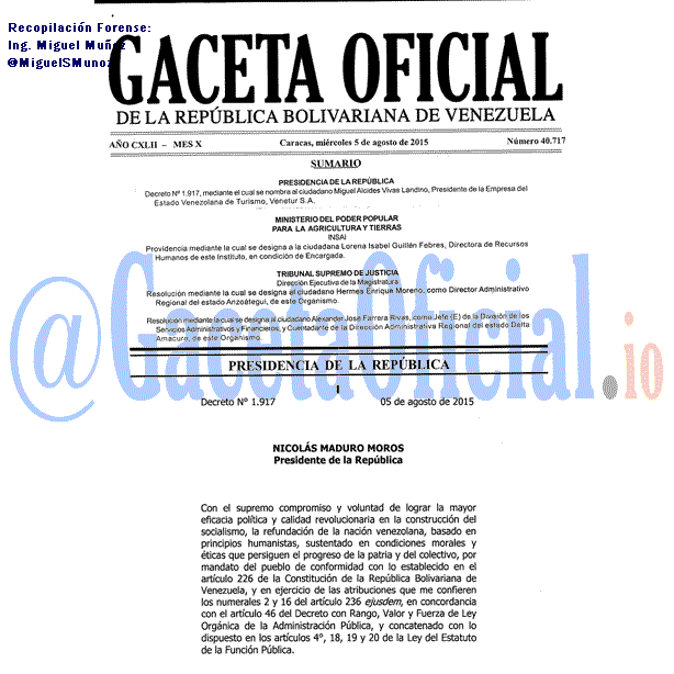 Gaceta Oficial 40717 del 5 agosto 2015