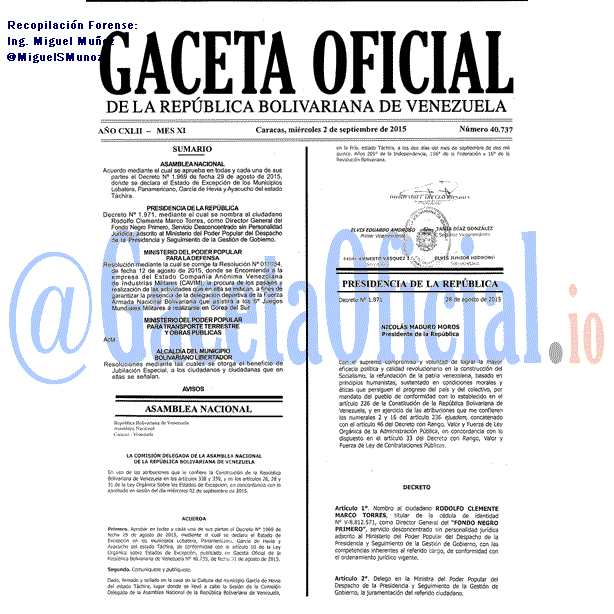 Gaceta Oficial 40737 del 2 septiembre 2015