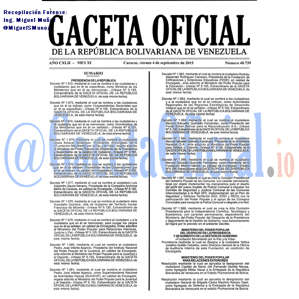 Gaceta Oficial 40739 del 4 septiembre 2015