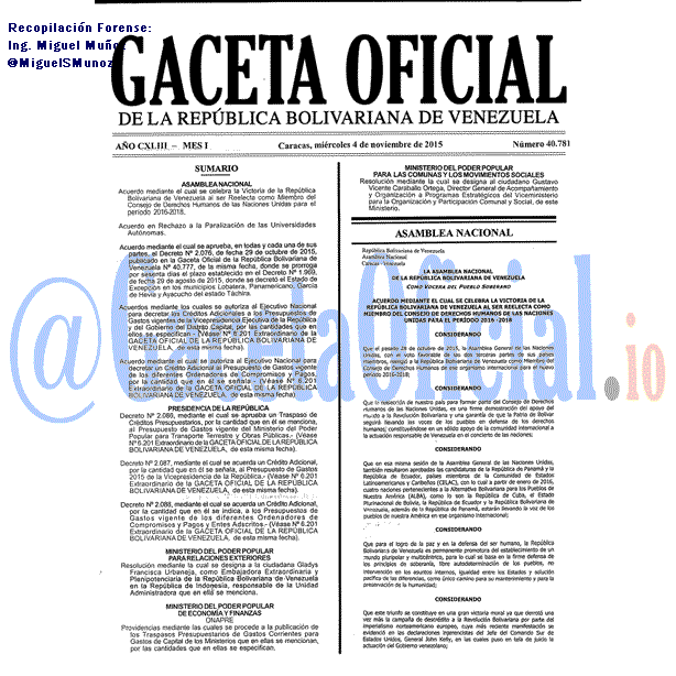 Gaceta Oficial 40781 del 4 noviembre 2015