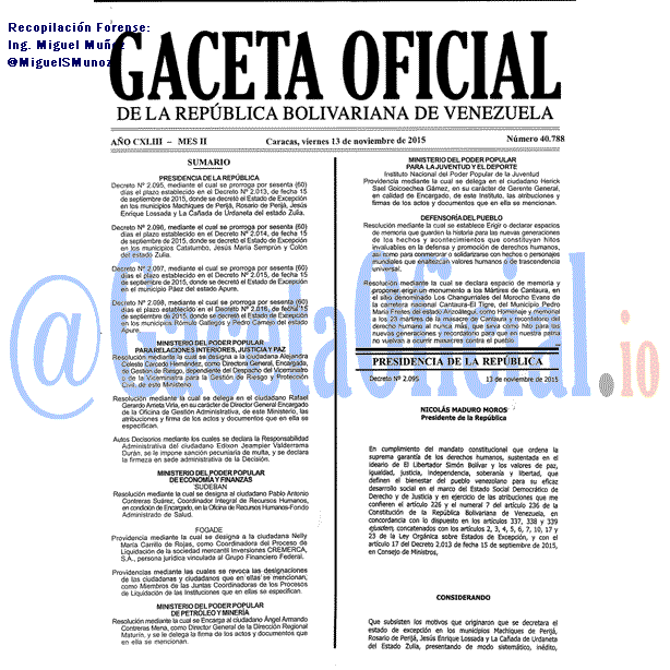 Gaceta Oficial 40788 del 13 noviembre 2015